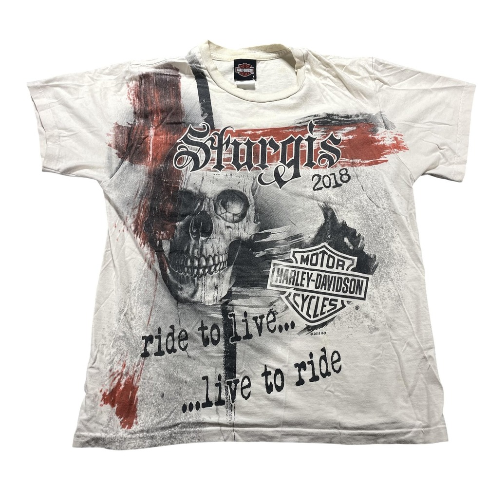 Harley-Davidson Sturgis Shirt Mens Medium Multicolor Skull Black Hills Rally Tee